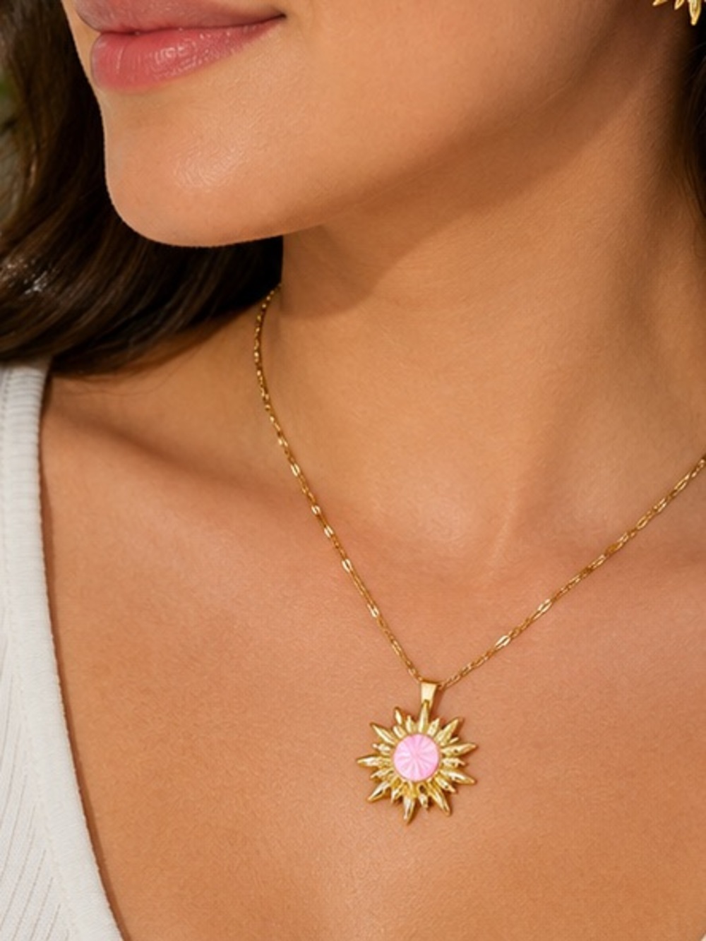 Pink Sunflower Jewelry Set - Picture 3 of 4